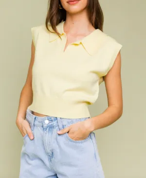 Sleeveless Power Shoulder Knit Top