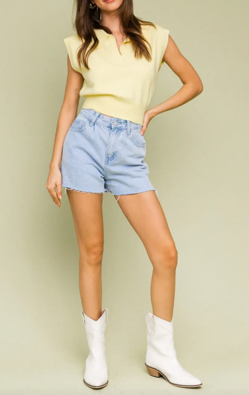 Sleeveless Power Shoulder Knit Top
