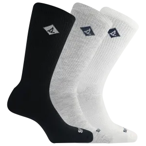 Sperry Men's Repreve Comfort Sneaker Crew Sock 3 Pair Pack - Heel and Toe Comfort Cushioning