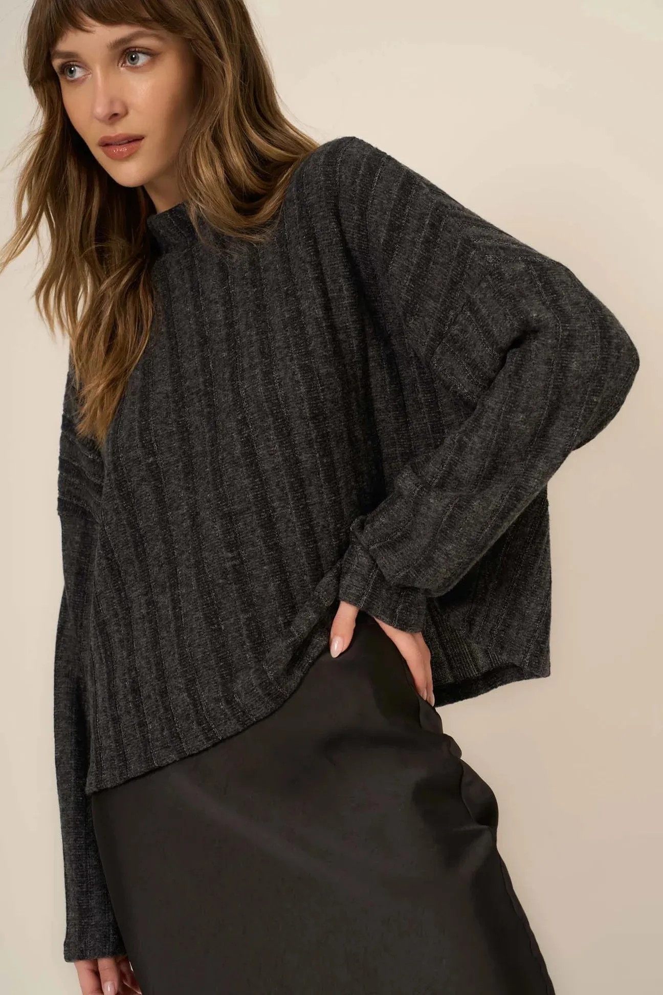 Stay With Me Brushed Rib Mock Neck Top