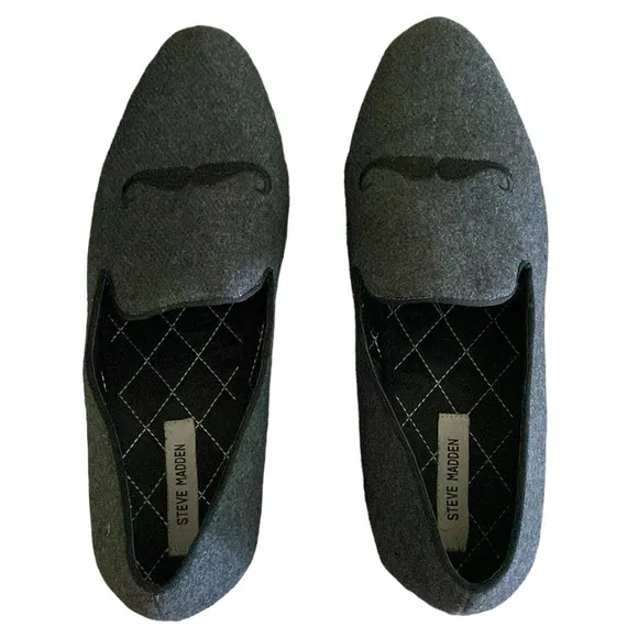 Steve Madden Chamberz Mustache Gray Slip On Upper Flannel Men’s Loafer Size 13