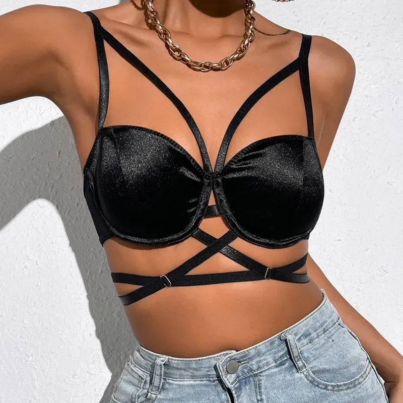 Strapped Desire Mesh Back Bustier Top