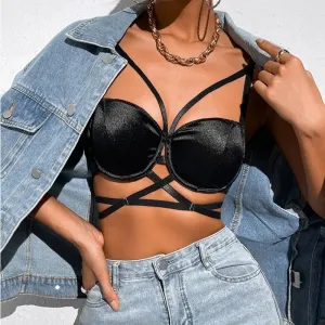 Strapped Desire Mesh Back Bustier Top