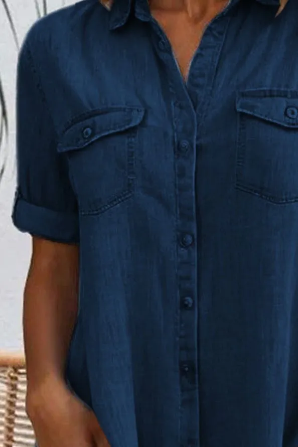 Sveta - Short Sleeve Button Denim Dress