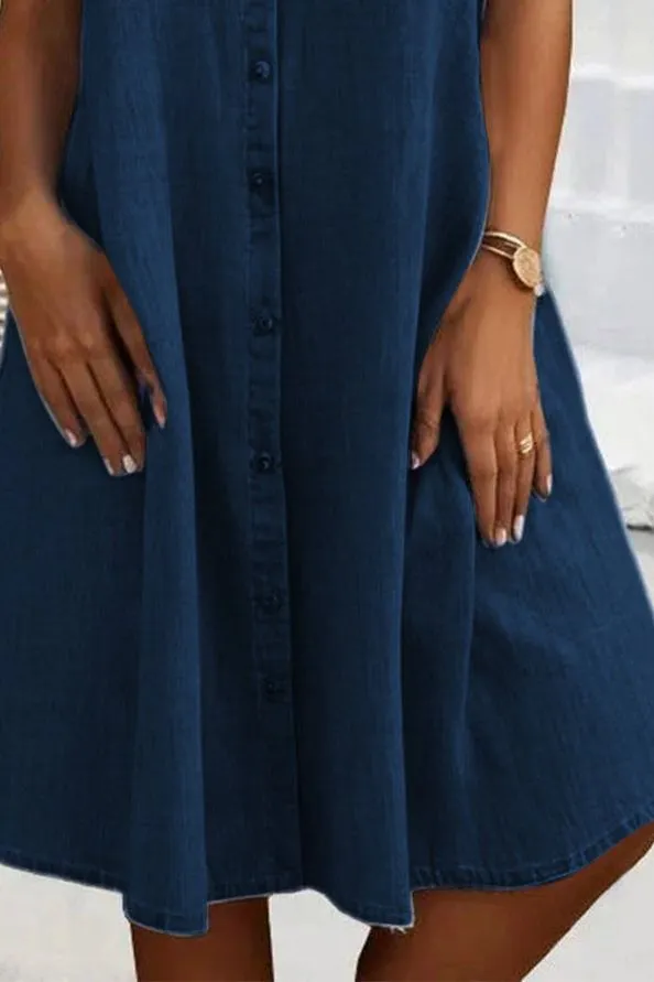 Sveta - Short Sleeve Button Denim Dress