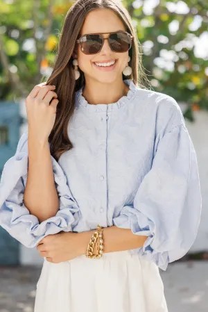 Take Your Turn Light Blue Textured Blouse