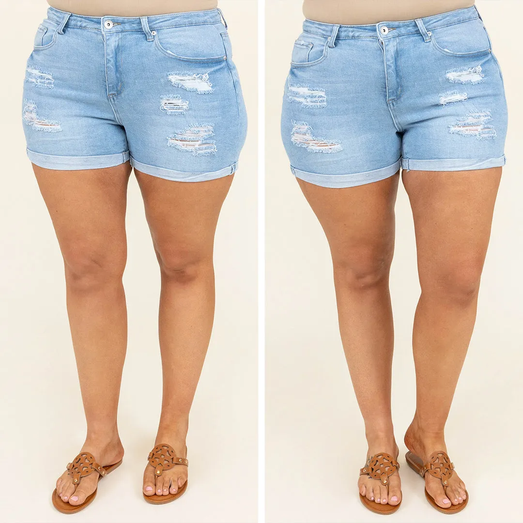 Tell Me About It Shorts, Light Wash