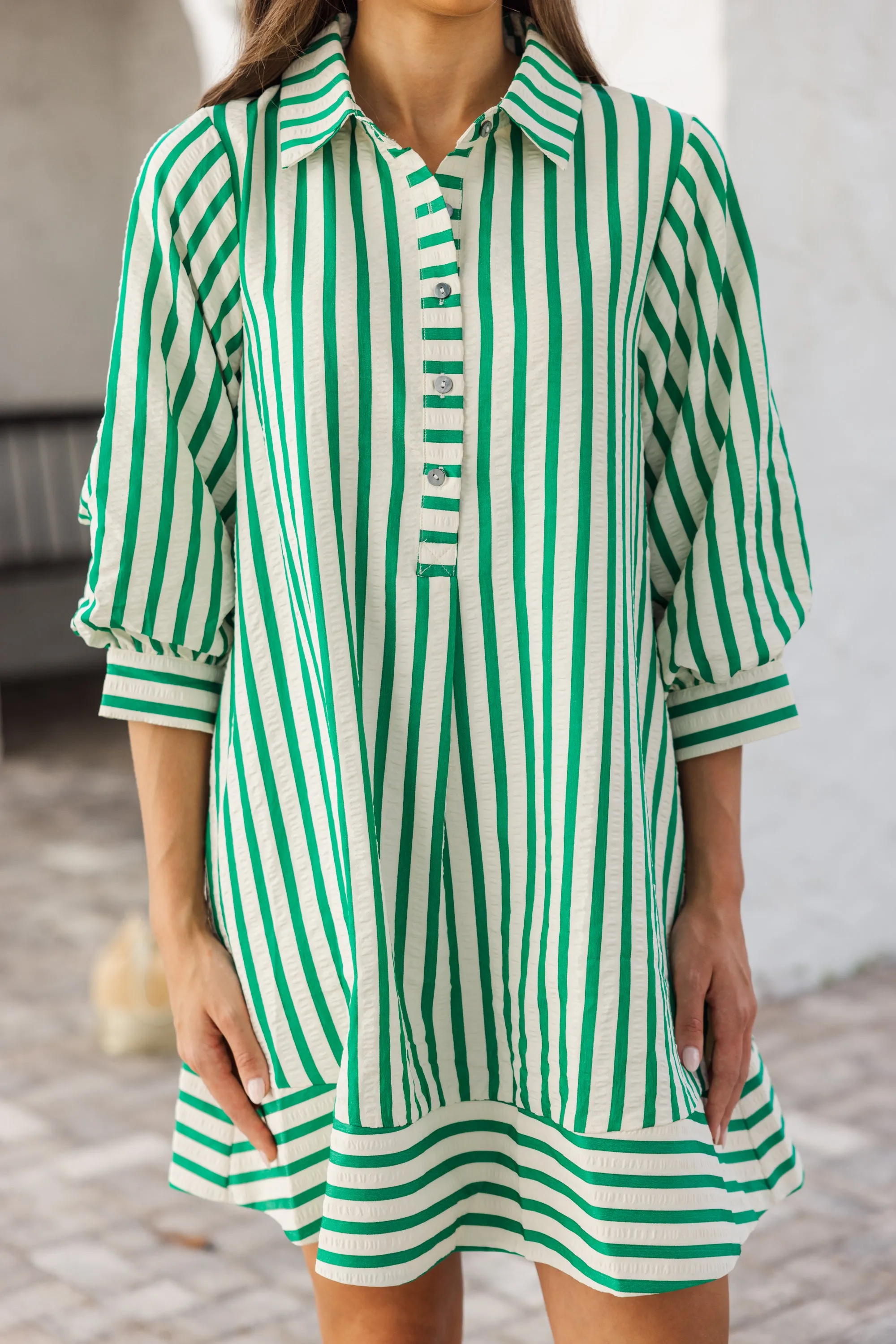 The Carefree Kelly Green Striped Dress