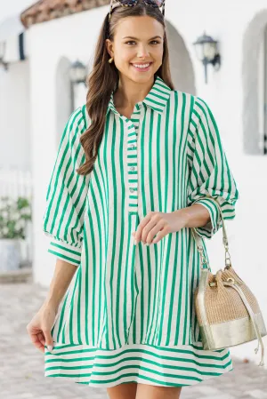 The Carefree Kelly Green Striped Dress