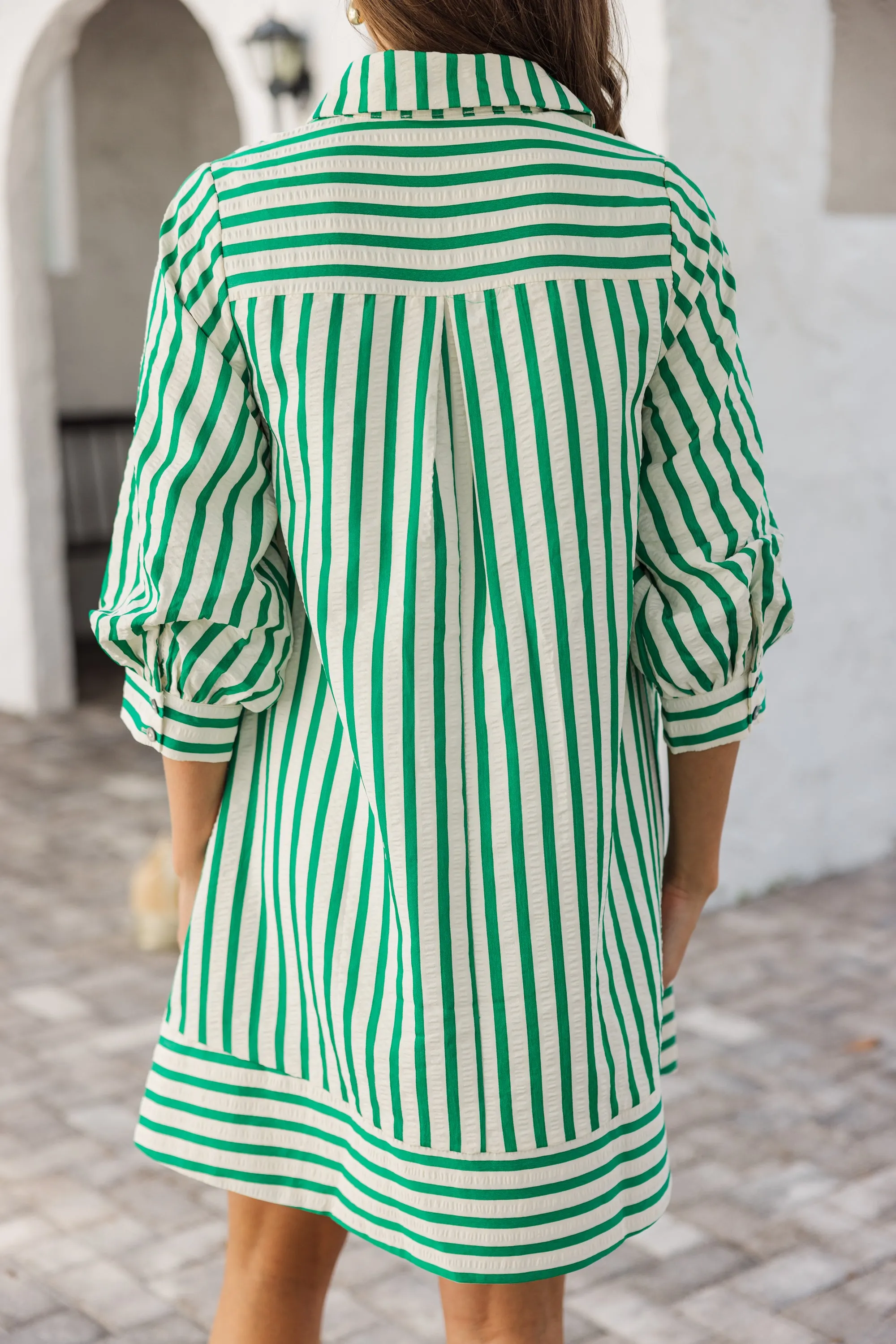 The Carefree Kelly Green Striped Dress