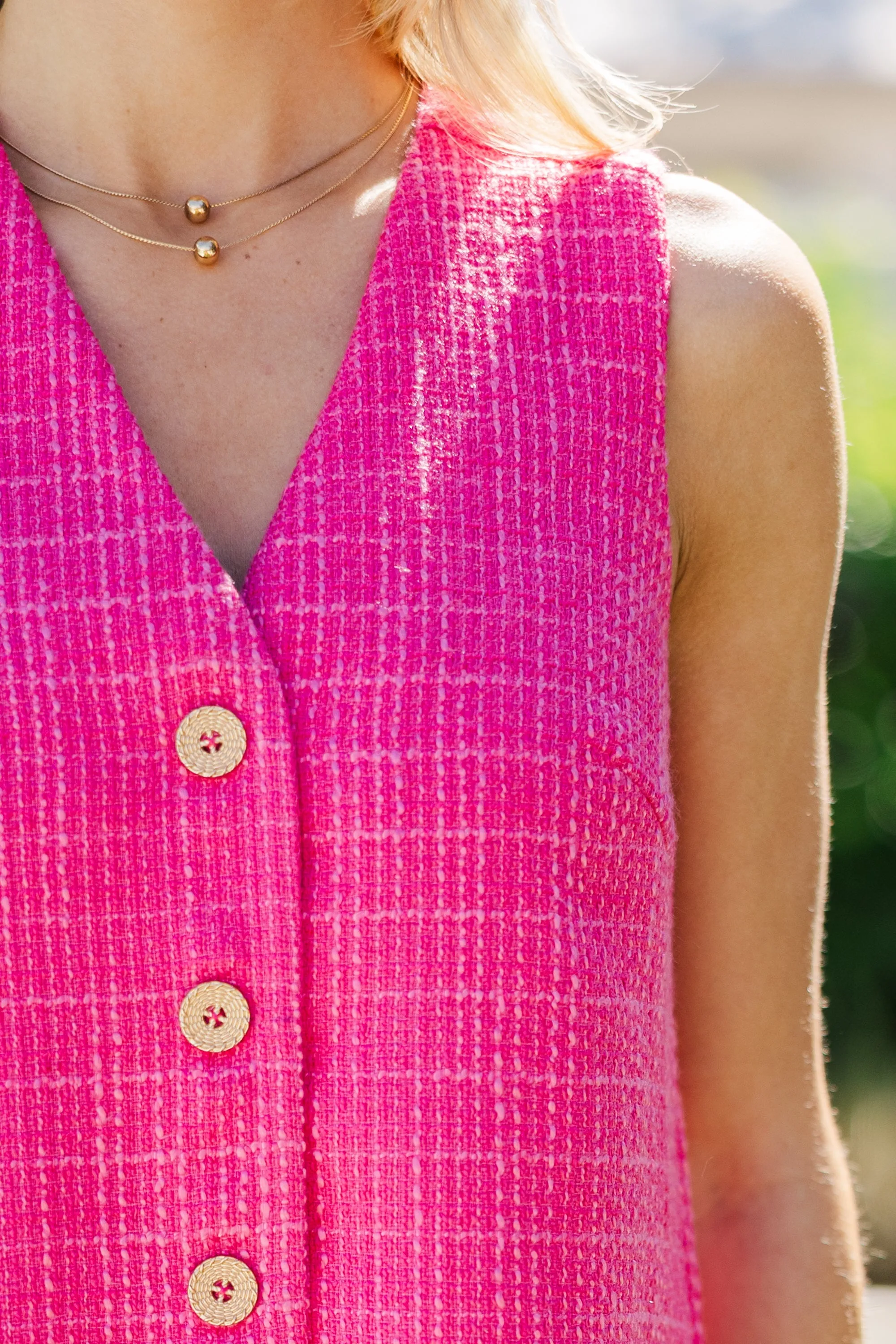 The Reflection Fuchsia Tweed Romper