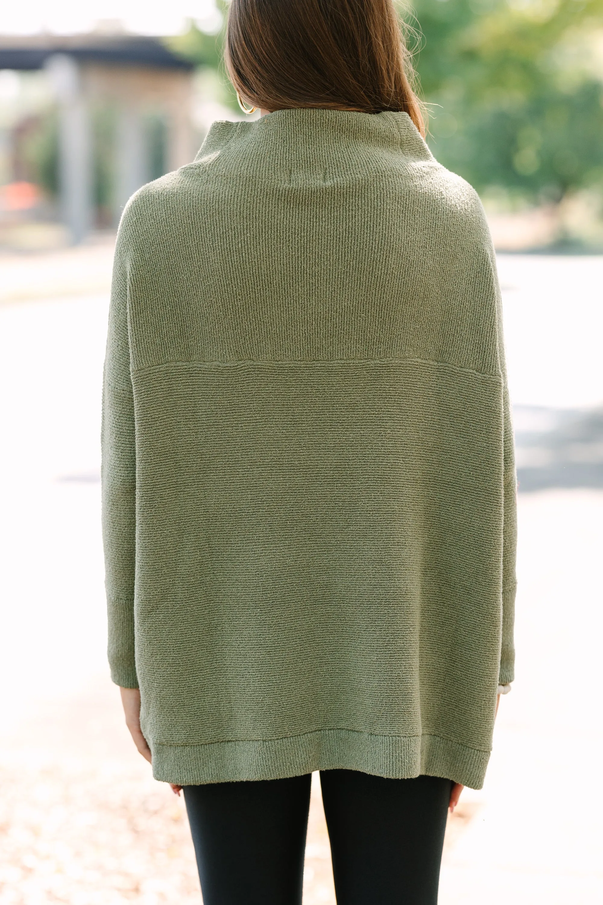 The Slouchy Olive Mock Neck Tunic