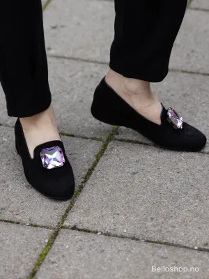 Thierry Rabotin Sort semsket loafer med stor sten