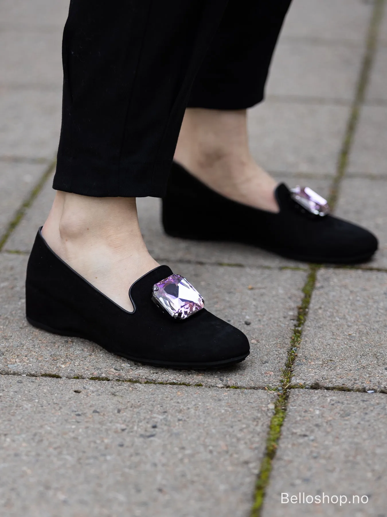 Thierry Rabotin Sort semsket loafer med stor sten