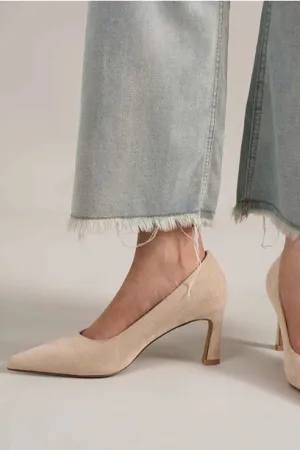 Triniee Suede Pointy Toe Mid Heel Pumps