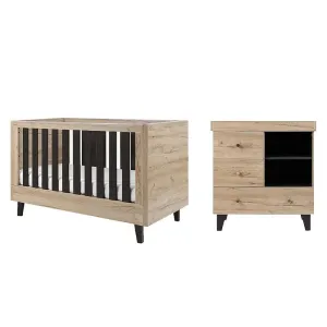 TUTTI BAMBINI Como 2 Piece Room Set - Distressed Oak / Slate Grey