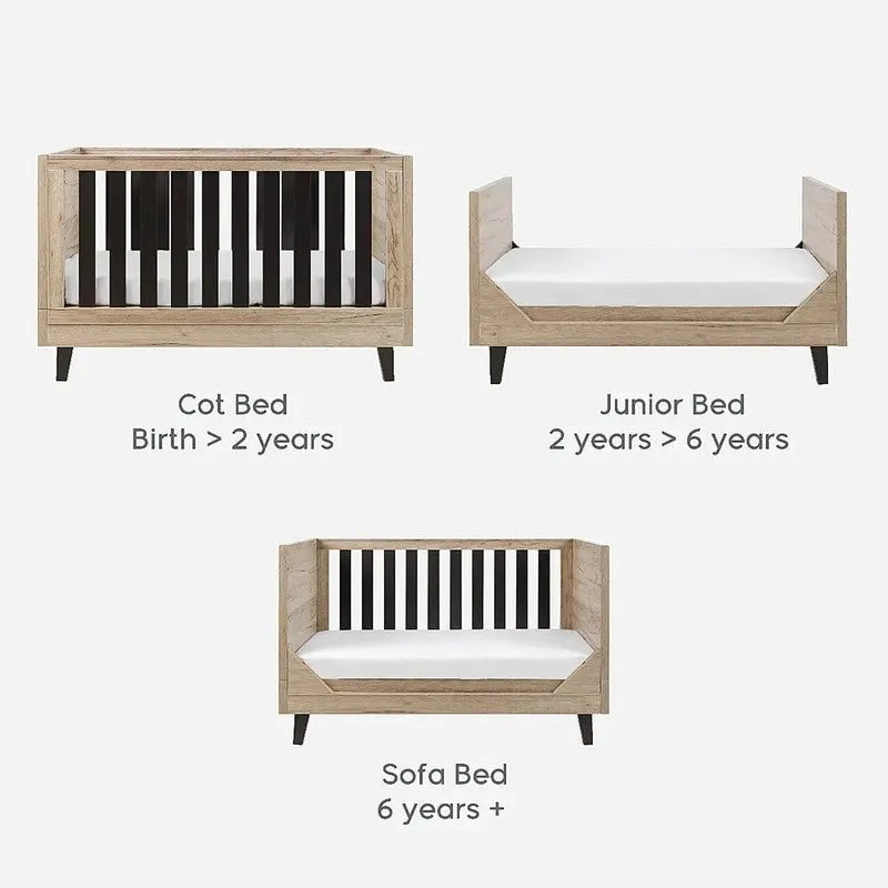 TUTTI BAMBINI Como 2 Piece Room Set - Distressed Oak / Slate Grey