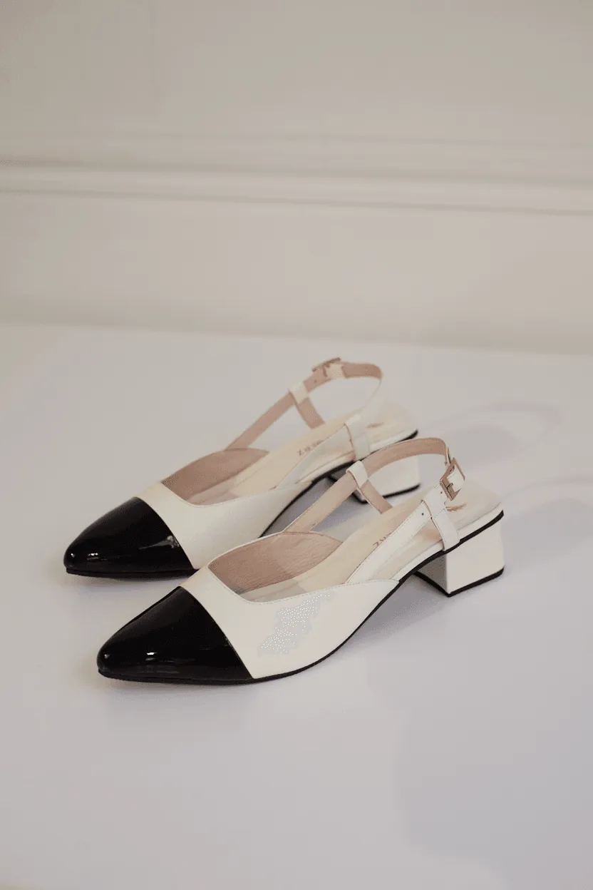 Two-Tone Slingback Heel -Black/White