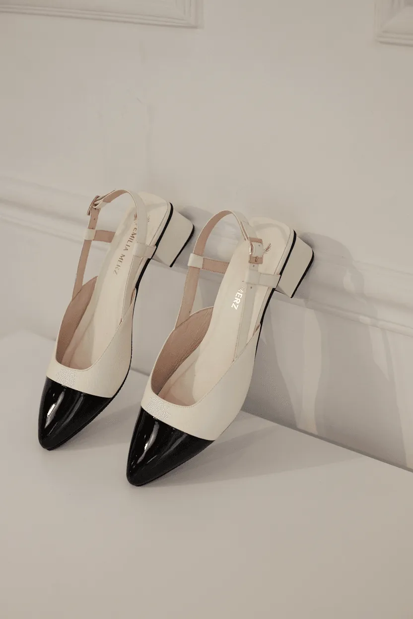 Two-Tone Slingback Heel -Black/White