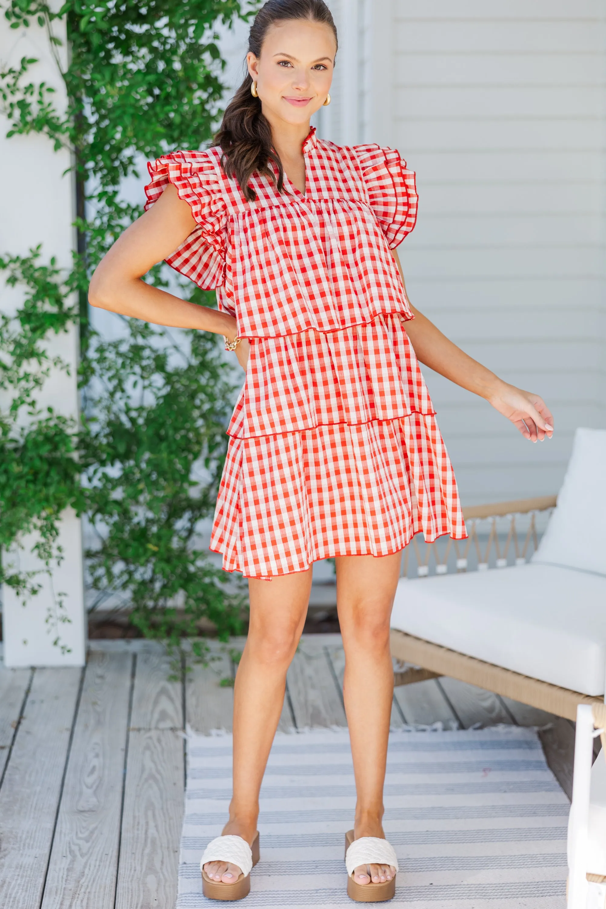 Up Front Red Gingham Dress