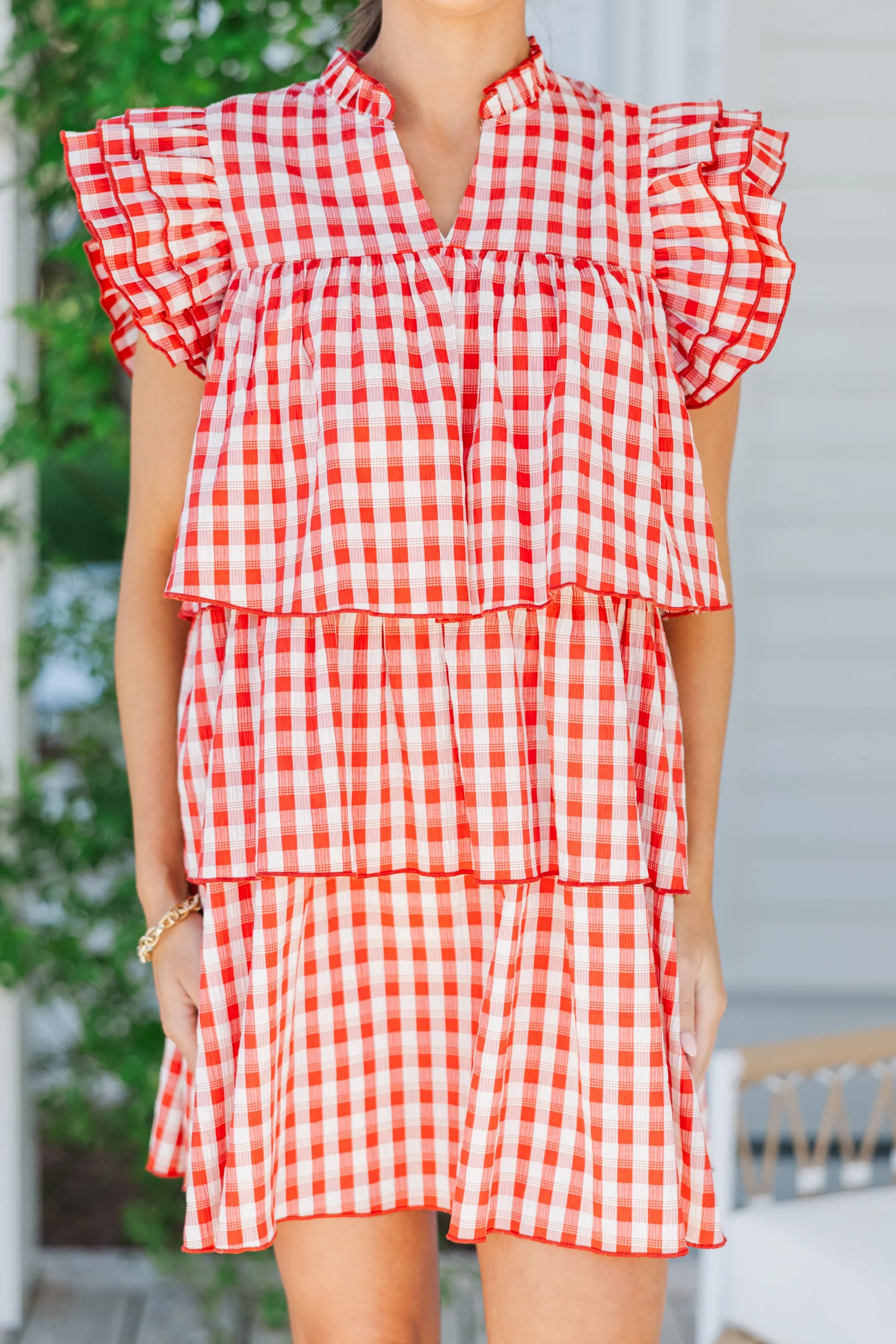 Up Front Red Gingham Dress