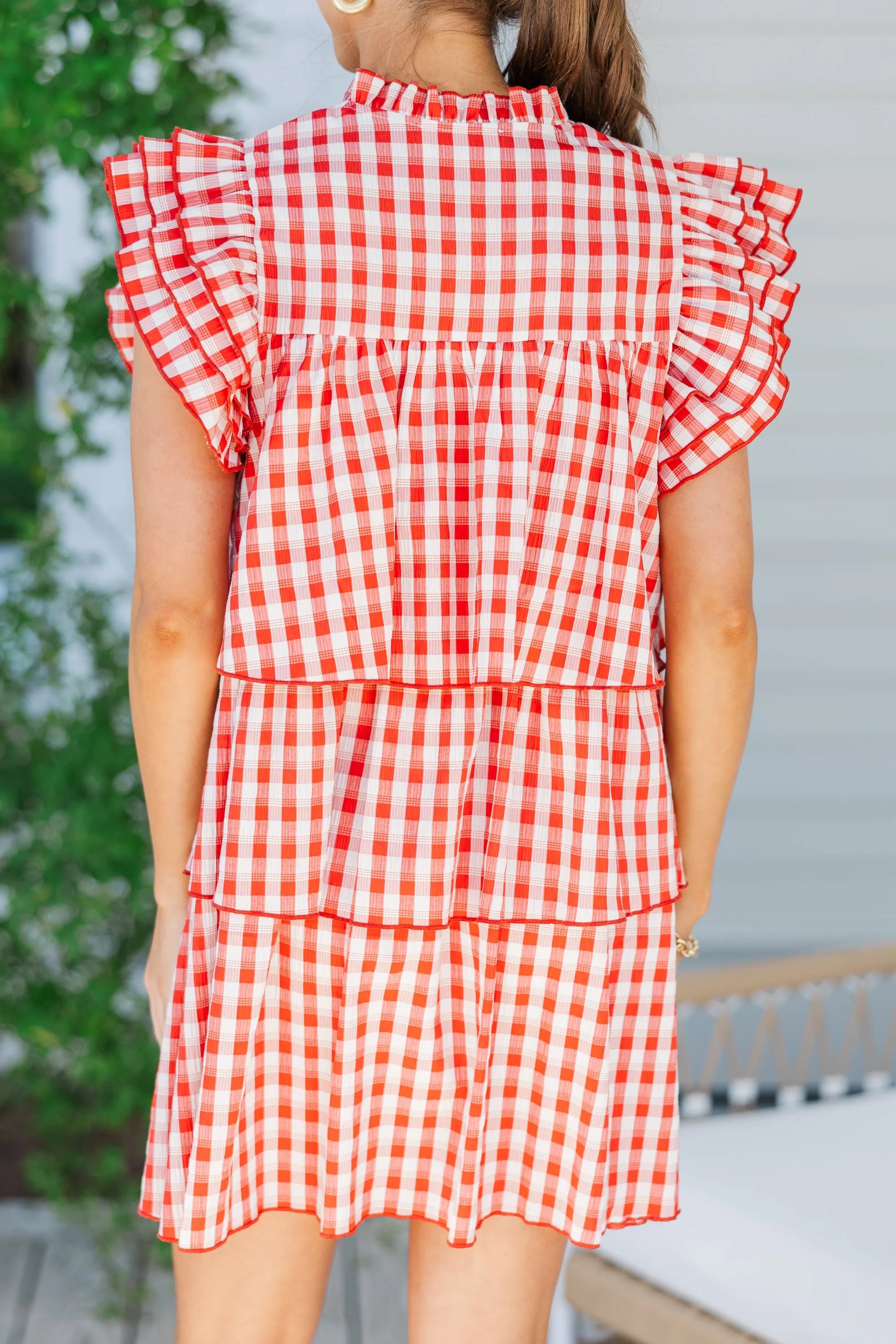 Up Front Red Gingham Dress