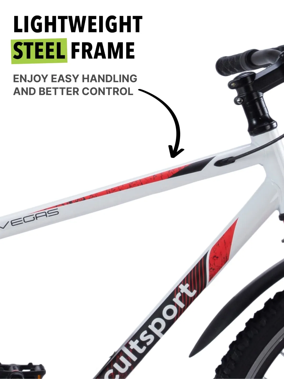 Vegas White Steel Single Speed Cycle 26 inch City Bike Double Wall Rim, Free Trainer Sessions, Cycling Event