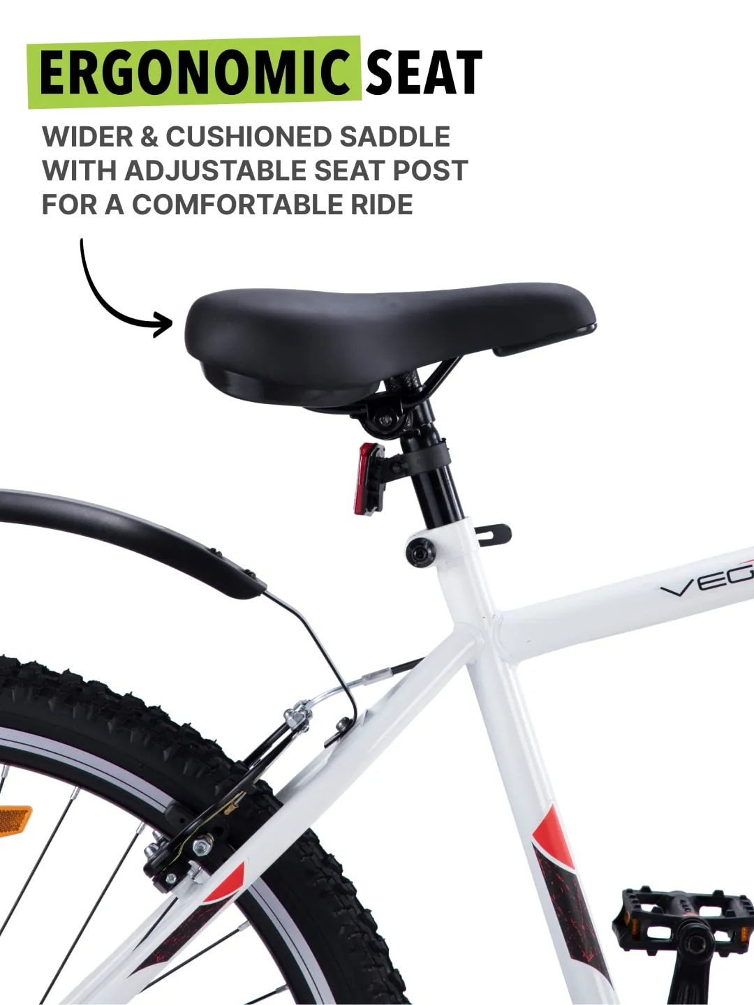Vegas White Steel Single Speed Cycle 26 inch City Bike Double Wall Rim, Free Trainer Sessions, Cycling Event