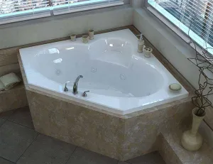 Venzi Ambra 60 x 60 Corner Air & Whirlpool Jetted Bathtub with Center Drain By Atlantis
