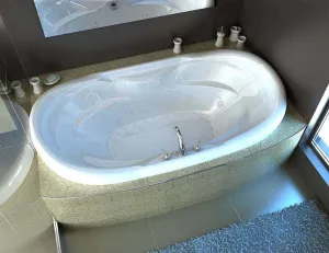 Venzi Grand Tour Aline Waterfall 41 x 70 Oval Air & Whirlpool Jetted Bathtub with Center Drain By Atlantis