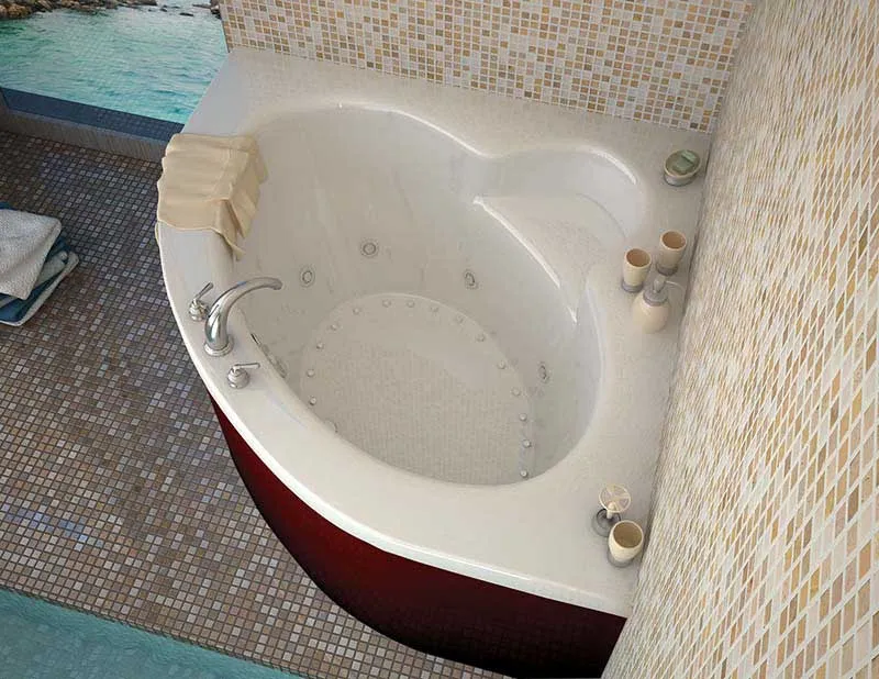 Venzi Grand Tour Esta 60 x 60 Corner Air & Whirlpool Jetted Bathtub with Center Drain By Atlantis