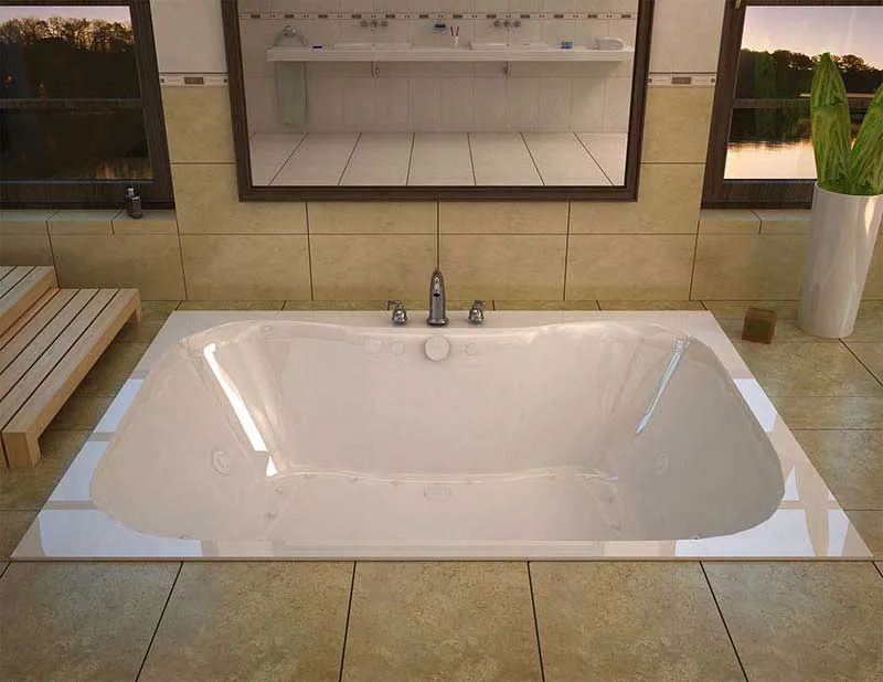 Venzi Grand Tour Flora 48 x 60 Rectangular Air & Whirlpool Jetted Bathtub with Center Drain By Atlantis