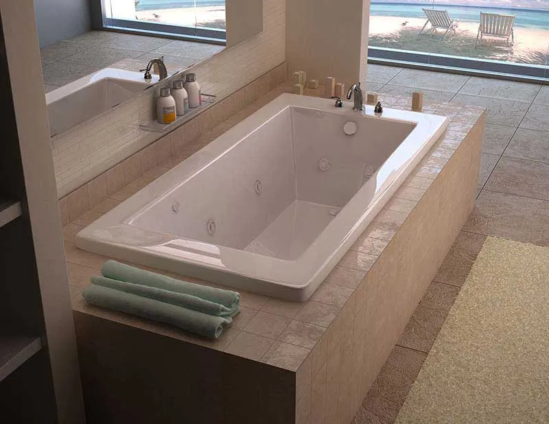 Venzi Villa 32 x 66 Rectangular Whirlpool Jetted Bathtub with Left Drain By Atlantis