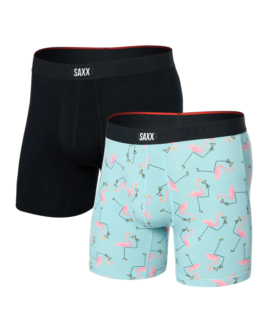 Vibe Xtra (2 Pack) Soft Comfort Boxer Brief - Drinko Flamingo/Black