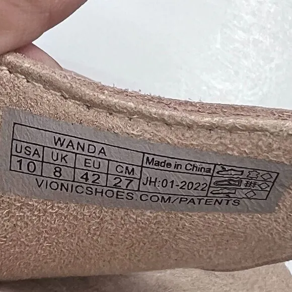 Vionic Wanda T-Strap Sandal Macaroon Leather 10012291291 Women's 10 M Tried On