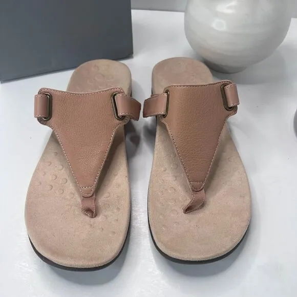 Vionic Wanda T-Strap Sandal Macaroon Leather 10012291291 Women's 10 M Tried On