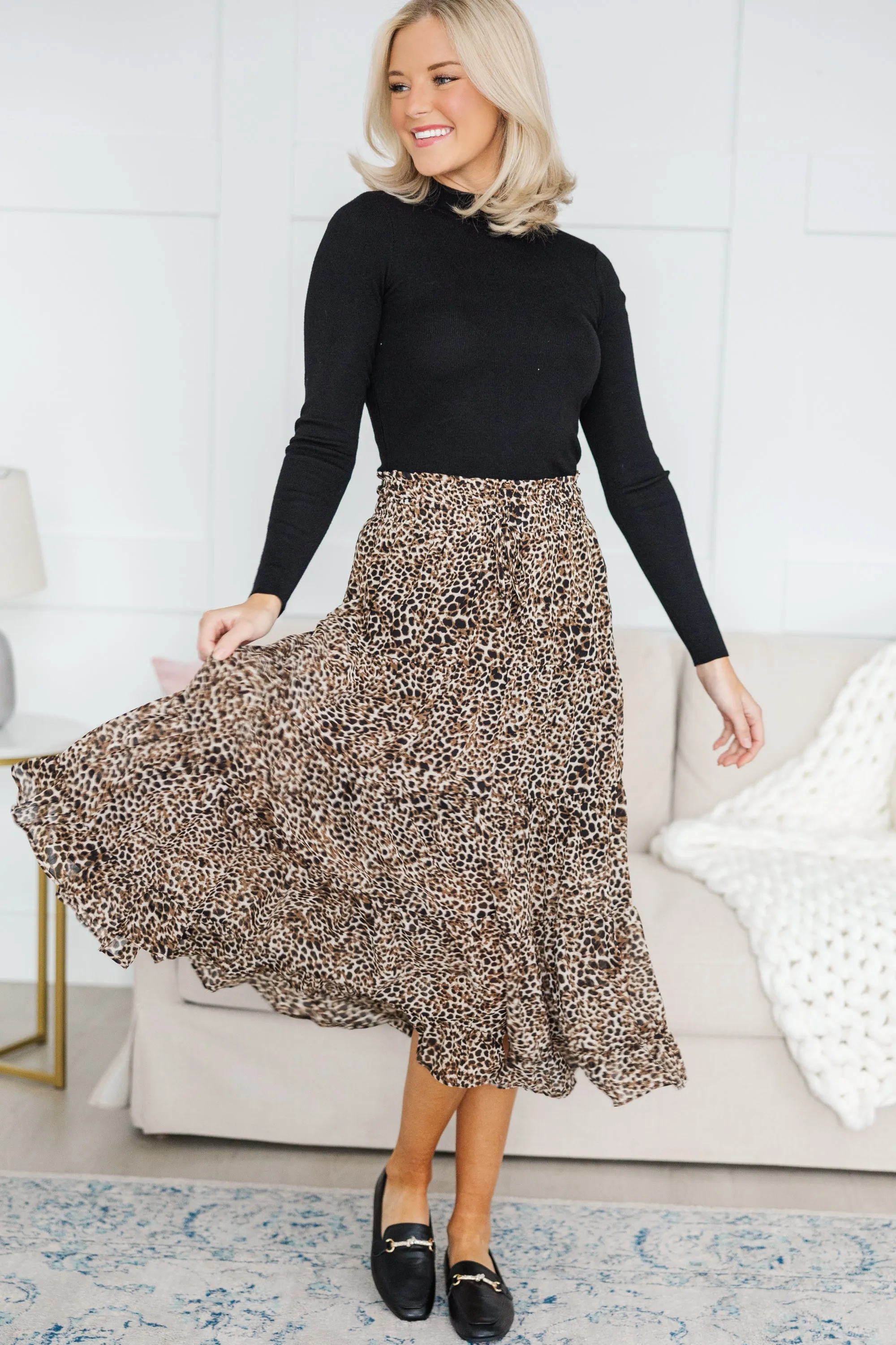 Wild Days Ahead Leopard Midi Skirt