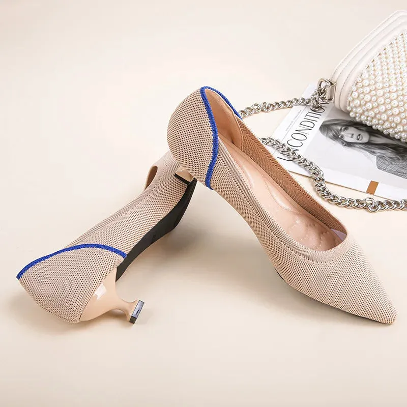 Women's high heels shoes  2025 new spring  / autumn / fashion beautiful breathable sweat absorbing comfortable shallow mouth p