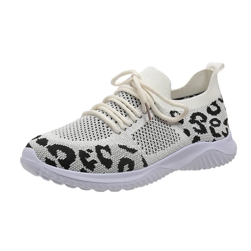 women's leopard print mesh sneakers