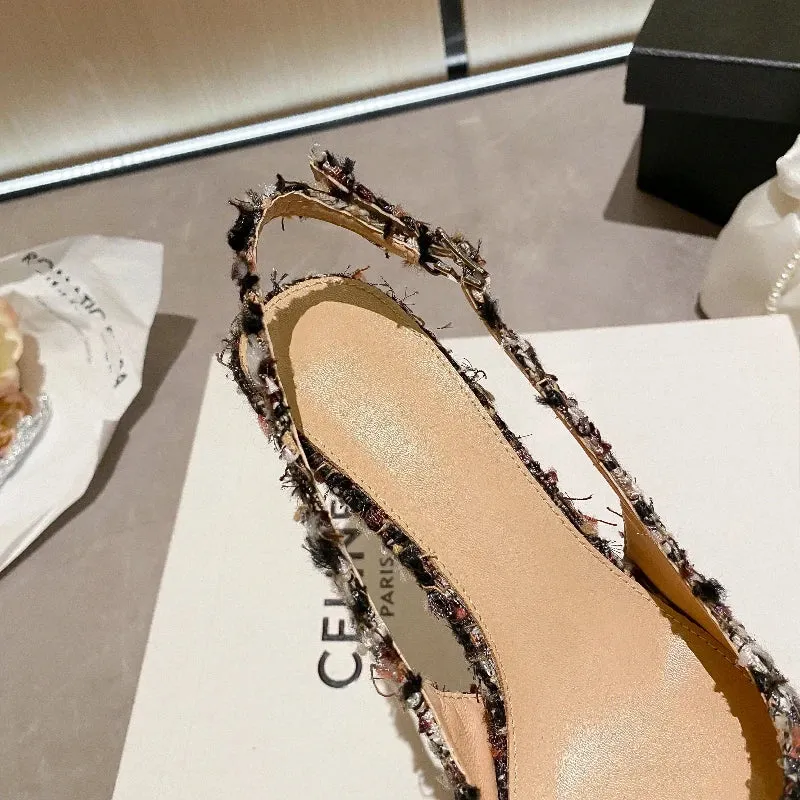 Women's Plush Cloth Rhinestone High Heels