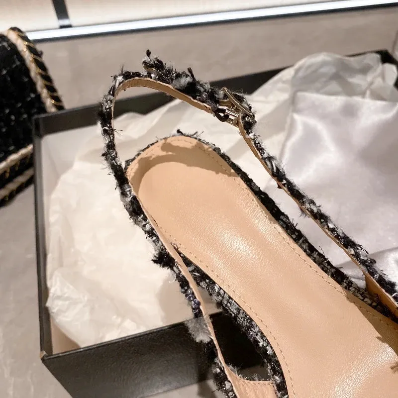 Women's Plush Cloth Rhinestone High Heels