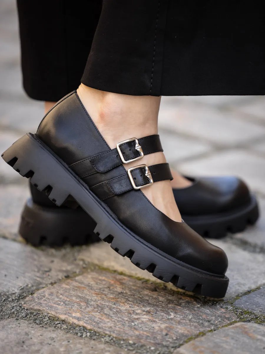 Wonders Loafer glattskinn med 2 remmer og avrundet tå