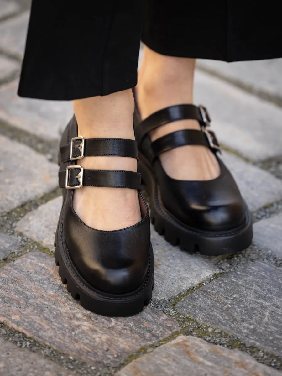 Wonders Loafer glattskinn med 2 remmer og avrundet tå