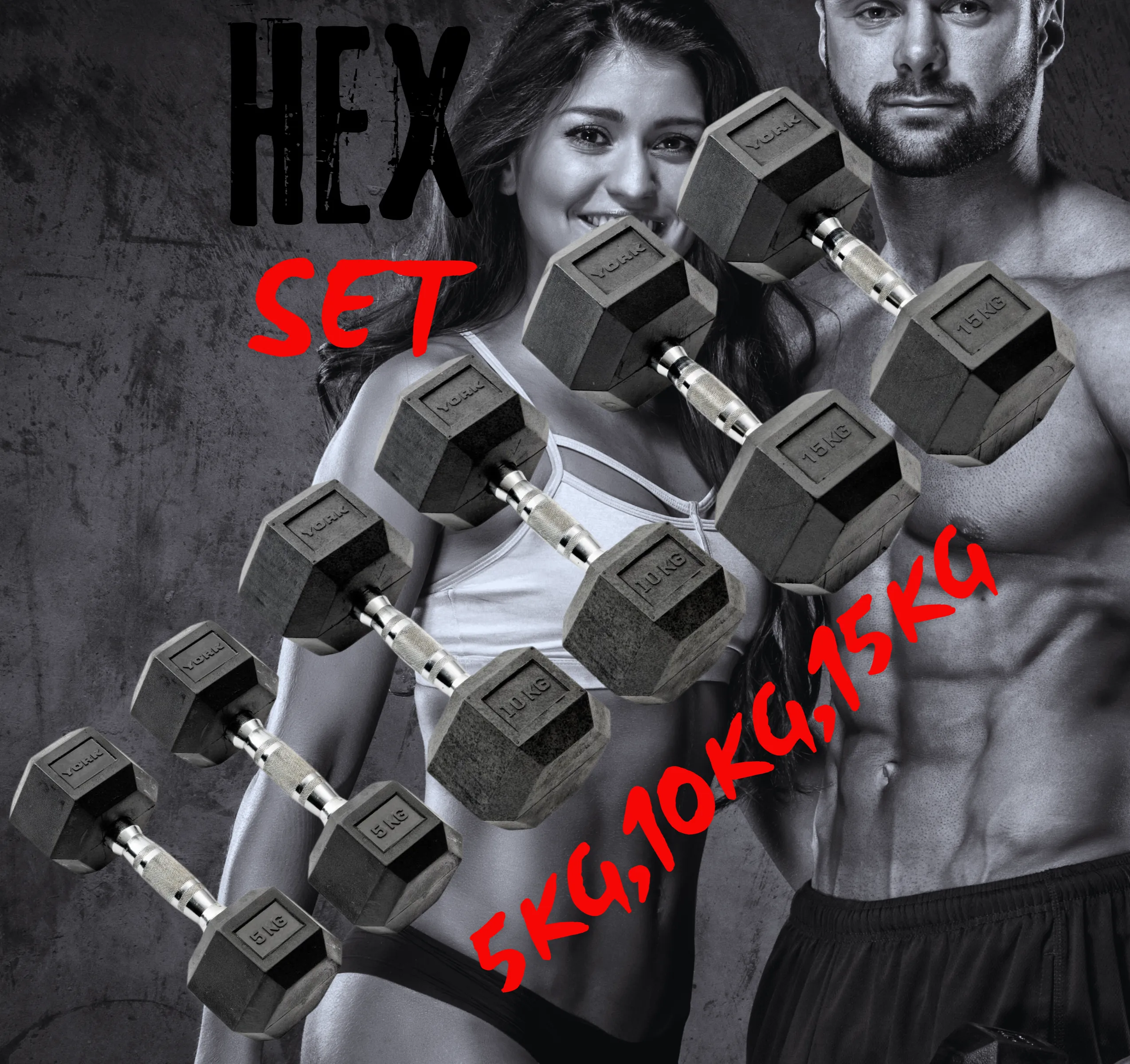 York Barbell Hex Dumbbells Bundle 60Kg set